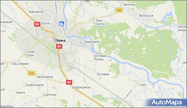 mapa Ścinawa Polska, Ścinawa Polska na mapie Targeo