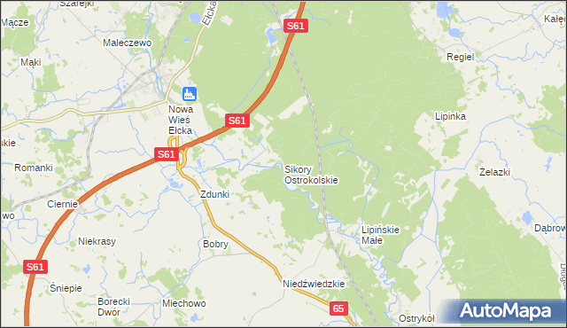 mapa Sikory Ostrokolskie, Sikory Ostrokolskie na mapie Targeo