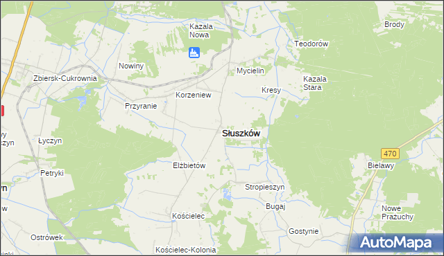 mapa Słuszków, Słuszków na mapie Targeo