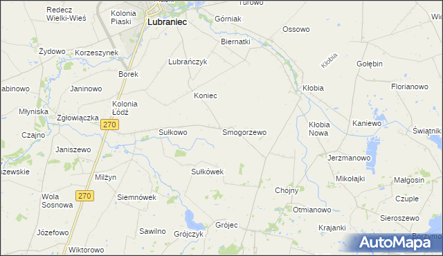 mapa Smogorzewo gmina Lubraniec, Smogorzewo gmina Lubraniec na mapie Targeo