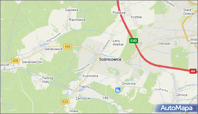 mapa Sośnicowice, Sośnicowice na mapie Targeo