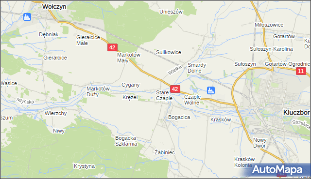 mapa Stare Czaple gmina Kluczbork, Stare Czaple gmina Kluczbork na mapie Targeo