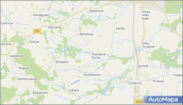mapa Starowice Dolne, Starowice Dolne na mapie Targeo