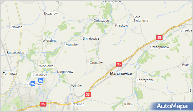 mapa Stefanowice gmina Marcinowice, Stefanowice gmina Marcinowice na mapie Targeo