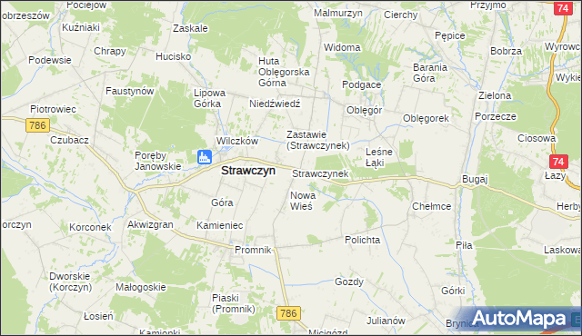 mapa Strawczynek, Strawczynek na mapie Targeo