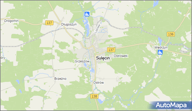 mapa Sulęcin, Sulęcin na mapie Targeo