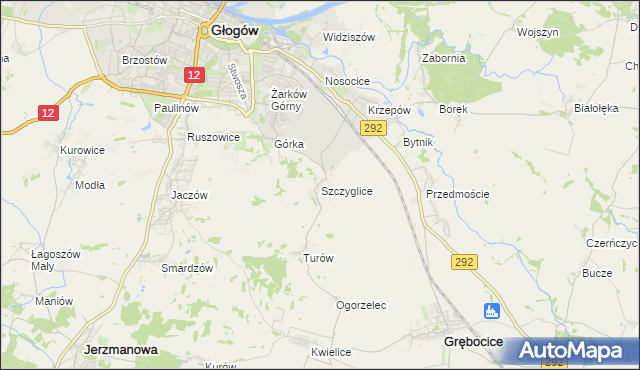 mapa Szczyglice gmina Głogów, Szczyglice gmina Głogów na mapie Targeo