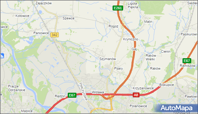 mapa Szymanów gmina Wisznia Mała, Szymanów gmina Wisznia Mała na mapie Targeo