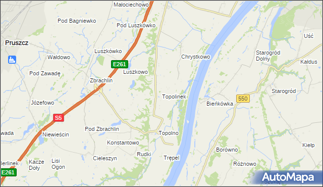 mapa Topolinek gmina Świecie, Topolinek gmina Świecie na mapie Targeo