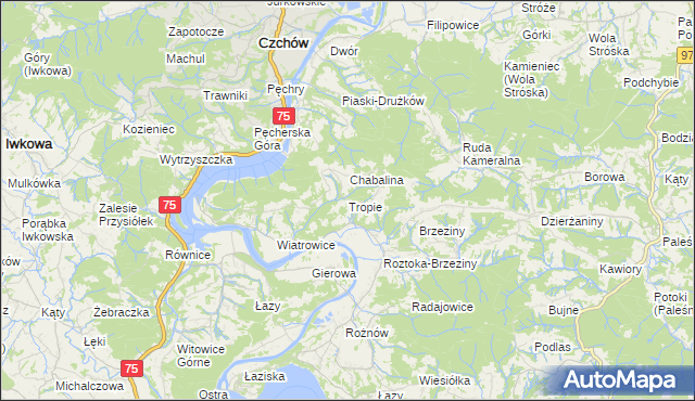 mapa Tropie gmina Gródek nad Dunajcem, Tropie gmina Gródek nad Dunajcem na mapie Targeo