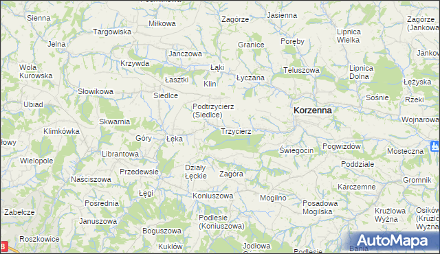 mapa Trzycierz, Trzycierz na mapie Targeo