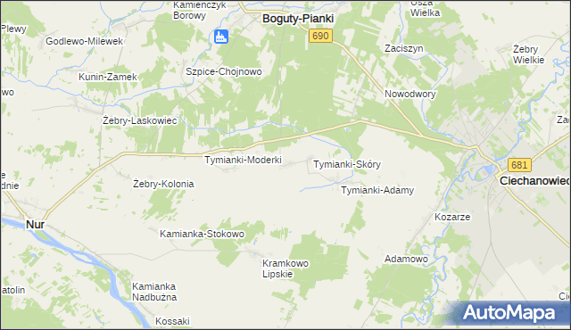 mapa Tymianki-Bucie, Tymianki-Bucie na mapie Targeo