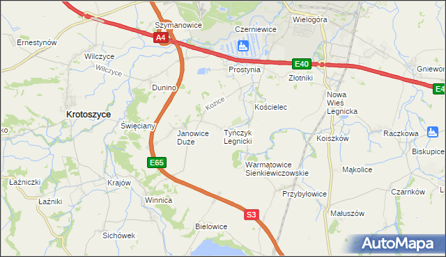 mapa Tyńczyk Legnicki, Tyńczyk Legnicki na mapie Targeo