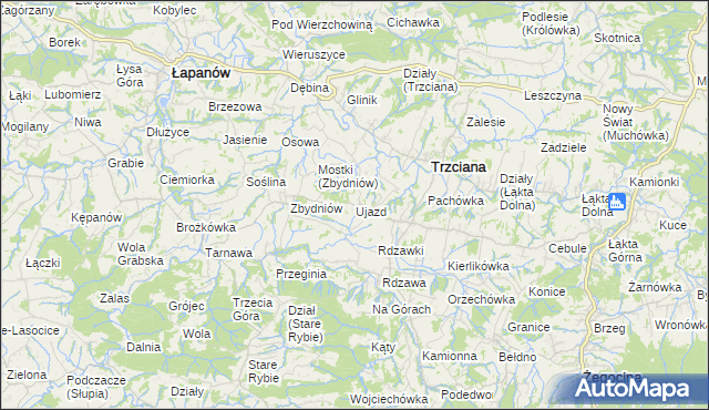 mapa Ujazd gmina Trzciana, Ujazd gmina Trzciana na mapie Targeo