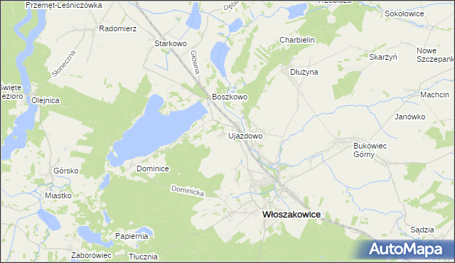 mapa Ujazdowo gmina Włoszakowice, Ujazdowo gmina Włoszakowice na mapie Targeo