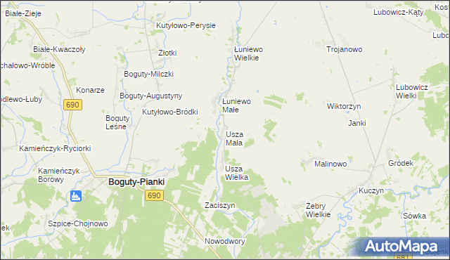 mapa Usza Mała, Usza Mała na mapie Targeo