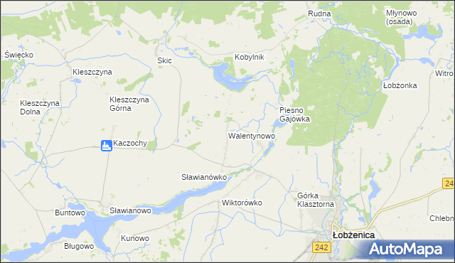 mapa Walentynowo gmina Łobżenica, Walentynowo gmina Łobżenica na mapie Targeo