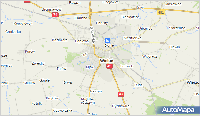 mapa Wieluń, Wieluń na mapie Targeo