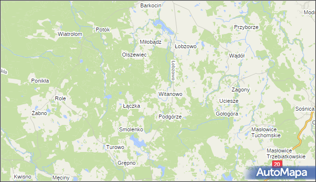 mapa Witanowo, Witanowo na mapie Targeo