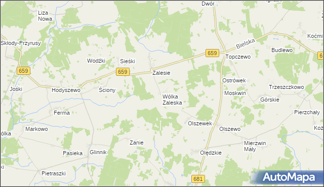 mapa Wólka Zaleska gmina Wyszki, Wólka Zaleska gmina Wyszki na mapie Targeo