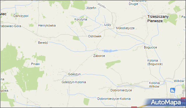 mapa Zaborce gmina Trzeszczany, Zaborce gmina Trzeszczany na mapie Targeo