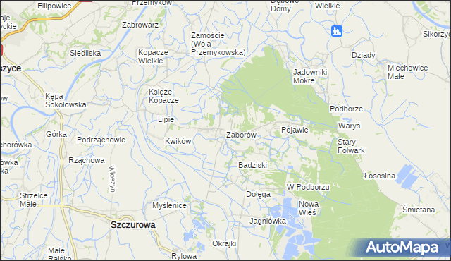 mapa Zaborów gmina Szczurowa, Zaborów gmina Szczurowa na mapie Targeo