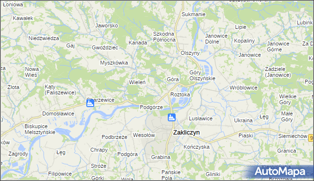 mapa Zawada Lanckorońska, Zawada Lanckorońska na mapie Targeo