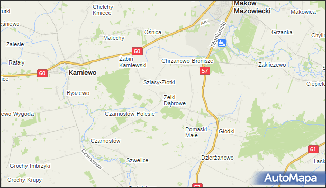 mapa Zelki Dąbrowe, Zelki Dąbrowe na mapie Targeo