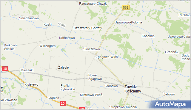 mapa Zgagowo-Wieś, Zgagowo-Wieś na mapie Targeo