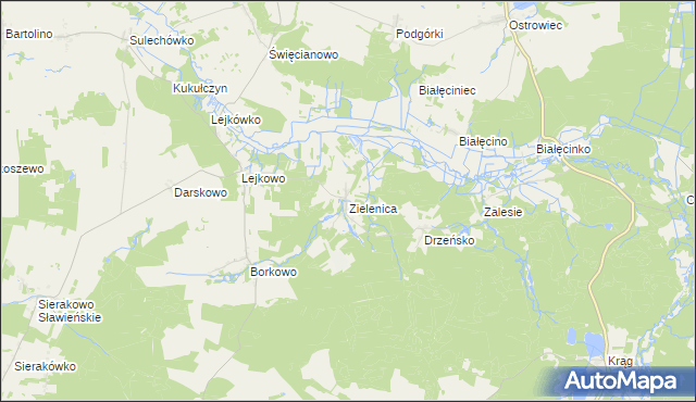 mapa Zielenica gmina Malechowo, Zielenica gmina Malechowo na mapie Targeo
