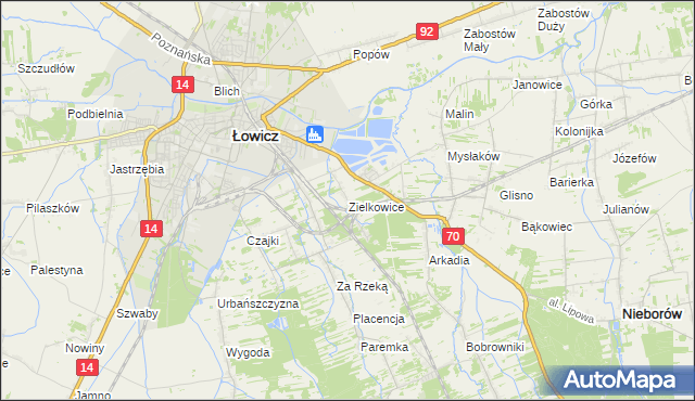 mapa Zielkowice, Zielkowice na mapie Targeo