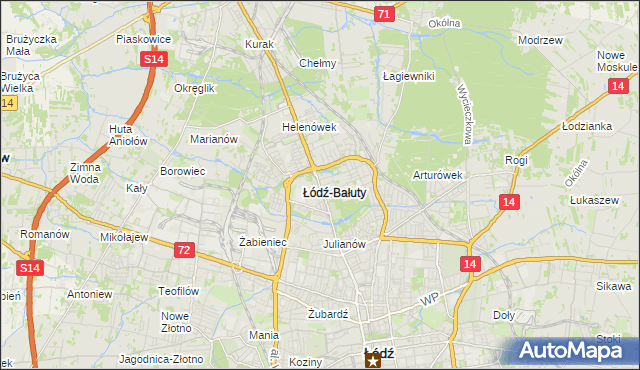 mapa Bałuty gmina Łódź, Bałuty gmina Łódź na mapie Targeo