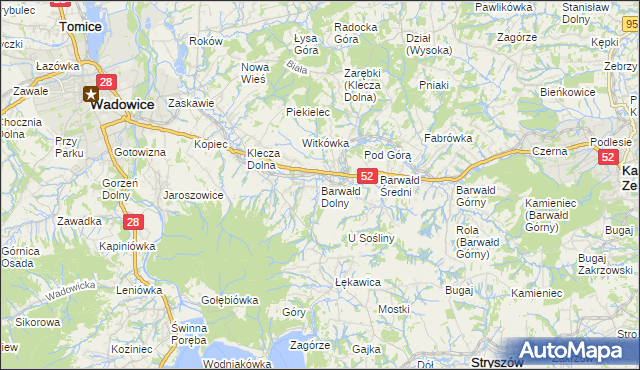 mapa Barwałd Dolny, Barwałd Dolny na mapie Targeo