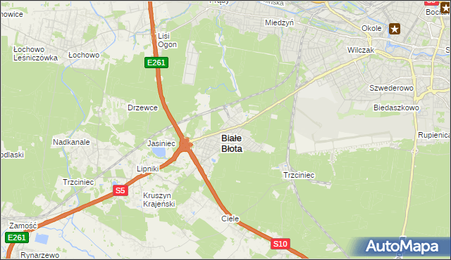 mapa Białe Błota powiat bydgoski, Białe Błota powiat bydgoski na mapie Targeo