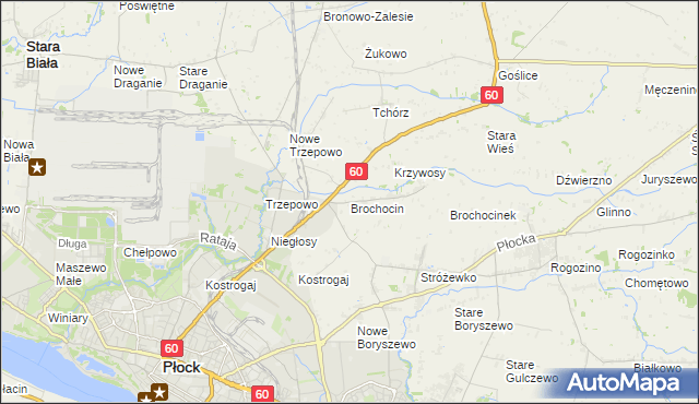 mapa Brochocin gmina Radzanowo, Brochocin gmina Radzanowo na mapie Targeo