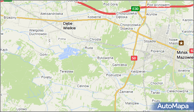 mapa Bykowizna, Bykowizna na mapie Targeo