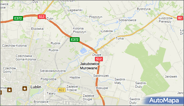 mapa Długie gmina Wólka, Długie gmina Wólka na mapie Targeo