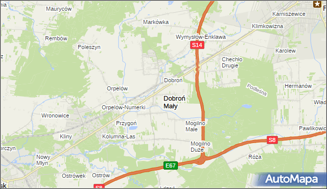 mapa Dobroń Mały, Dobroń Mały na mapie Targeo