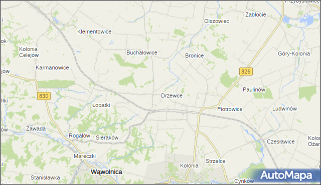 mapa Drzewce gmina Nałęczów, Drzewce gmina Nałęczów na mapie Targeo