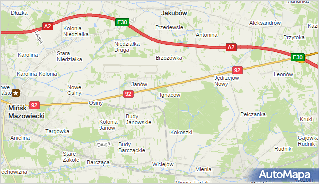 mapa Ignaców gmina Mińsk Mazowiecki, Ignaców gmina Mińsk Mazowiecki na mapie Targeo