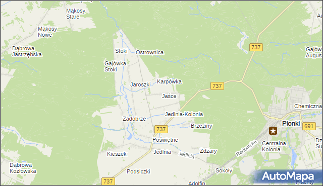 mapa Jaśce, Jaśce na mapie Targeo