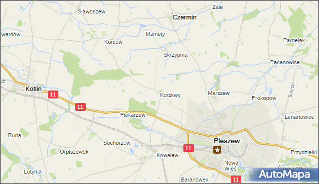 mapa Korzkwy, Korzkwy na mapie Targeo