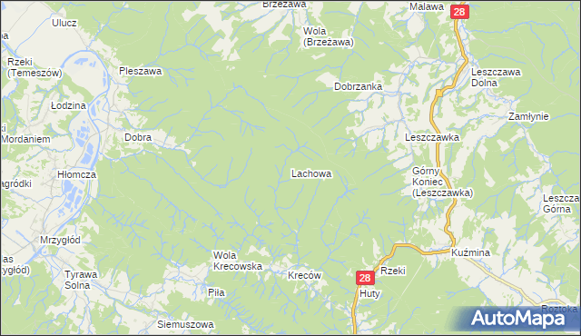 mapa Lachowa, Lachowa na mapie Targeo