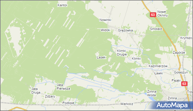 mapa Lasek gmina Łuków, Lasek gmina Łuków na mapie Targeo