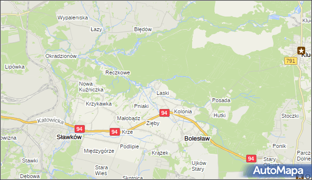 mapa Laski gmina Bolesław, Laski gmina Bolesław na mapie Targeo