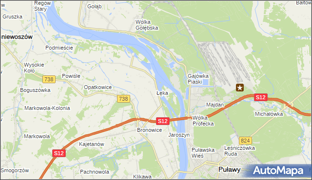 mapa Łęka gmina Puławy, Łęka gmina Puławy na mapie Targeo