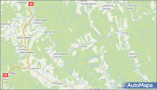 mapa Łomna gmina Bircza, Łomna gmina Bircza na mapie Targeo