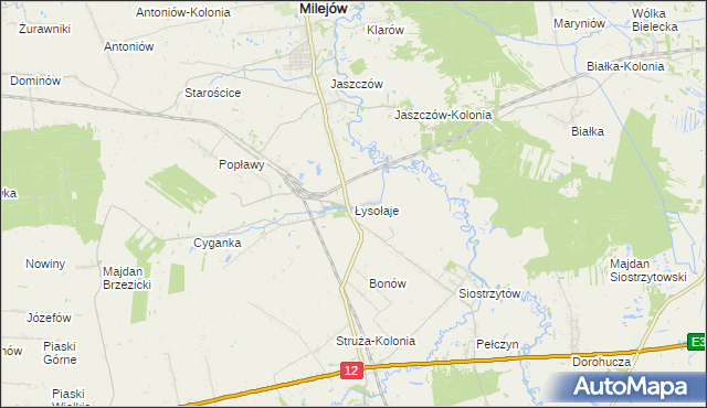 mapa Łysołaje, Łysołaje na mapie Targeo