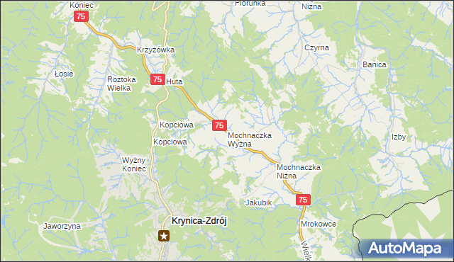 mapa Mochnaczka Wyżna, Mochnaczka Wyżna na mapie Targeo