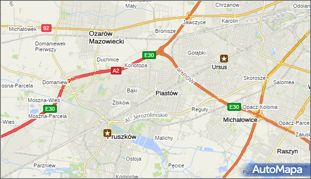 mapa Piastów powiat pruszkowski, Piastów powiat pruszkowski na mapie Targeo